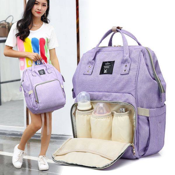baby diaper bag mummy wet bag backpack large capacity black purple nappy changing bags waterproof stroller bag for baby care lj201013